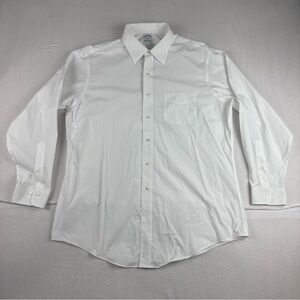 Brooks Brothers Mens White Pinpoint Oxford Dress Shirt 17.5-4/5 Slim Fit Office